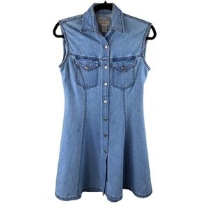 The Limited Jeans Vintage Denim 90's Sleeveless Full Button Front Light Wash